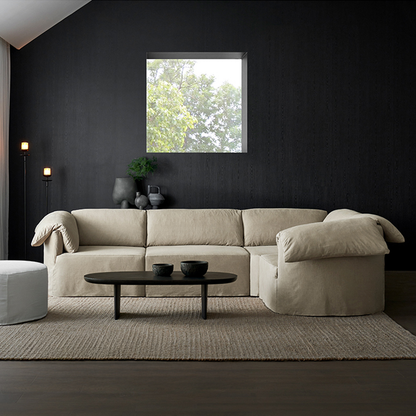 Murelle Linen Fabric Washable White Sofa