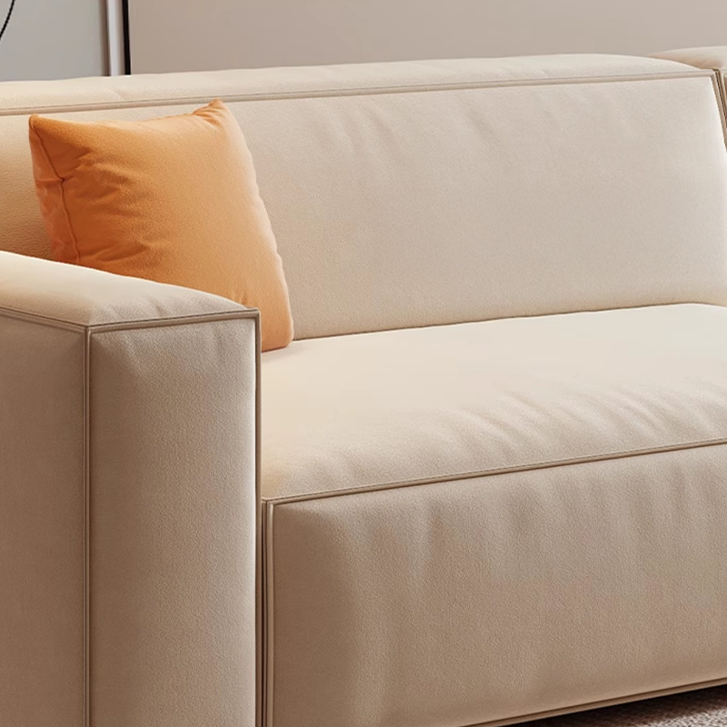 Mobilious-Calda Cream Fabric Straight Sofa