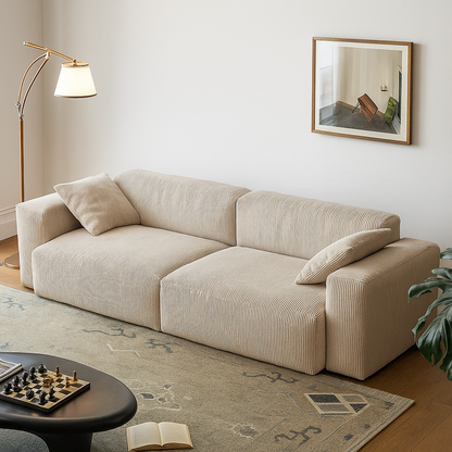 Mobilious-Velvra Corduroy Deep Seat Modular Sectional