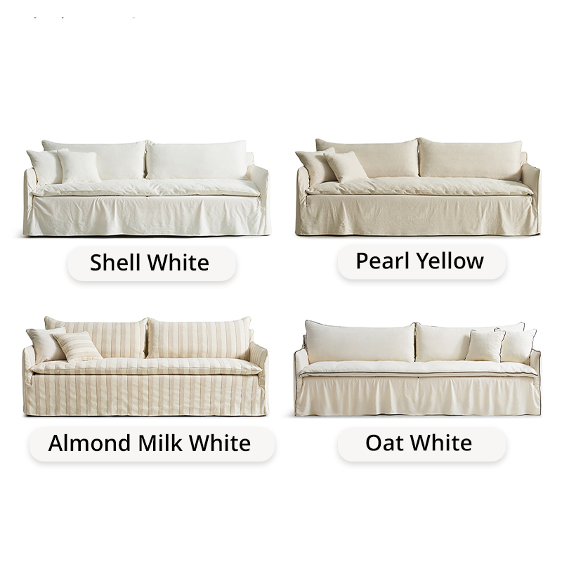 Caldia Beige Bouclé Fabric Deep Seat Sofa