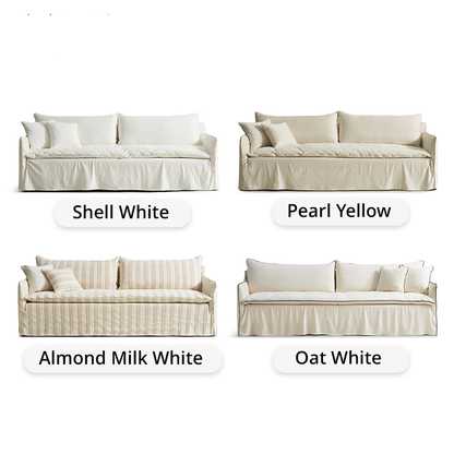 Caldia Beige Bouclé Fabric Deep Seat Sofa