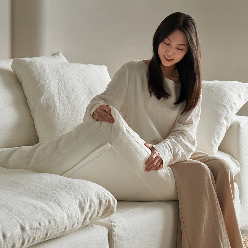 Mobilious-Lunara Dew-Retted Linen Fabric Washable Sofa