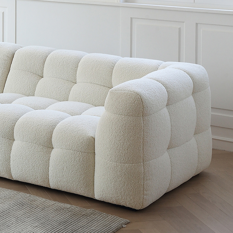 Mobilious-Melloro Cream Bouclé Plush Sofa