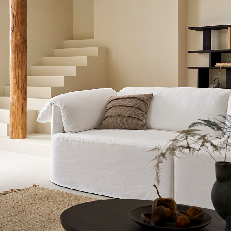 Murelle Linen Fabric Washable White Sofa