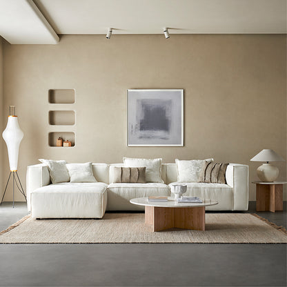 Mobilious-Armonia White Linen Fabric Washable Sectional