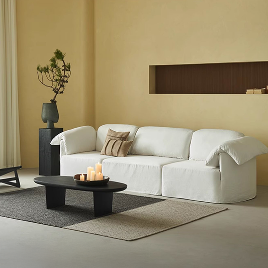 Murelle Linen Fabric Washable White Sofa
