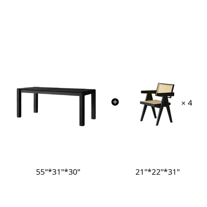 Tenaro Solid Wood Black Dining Table
