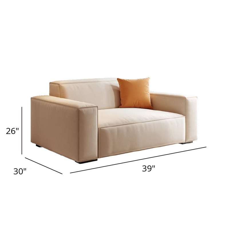 Mobilious-Calda Cream Fabric Straight Sofa