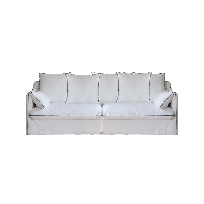 Mobilious-Bluoro Slipcovered White Skirted Sofa