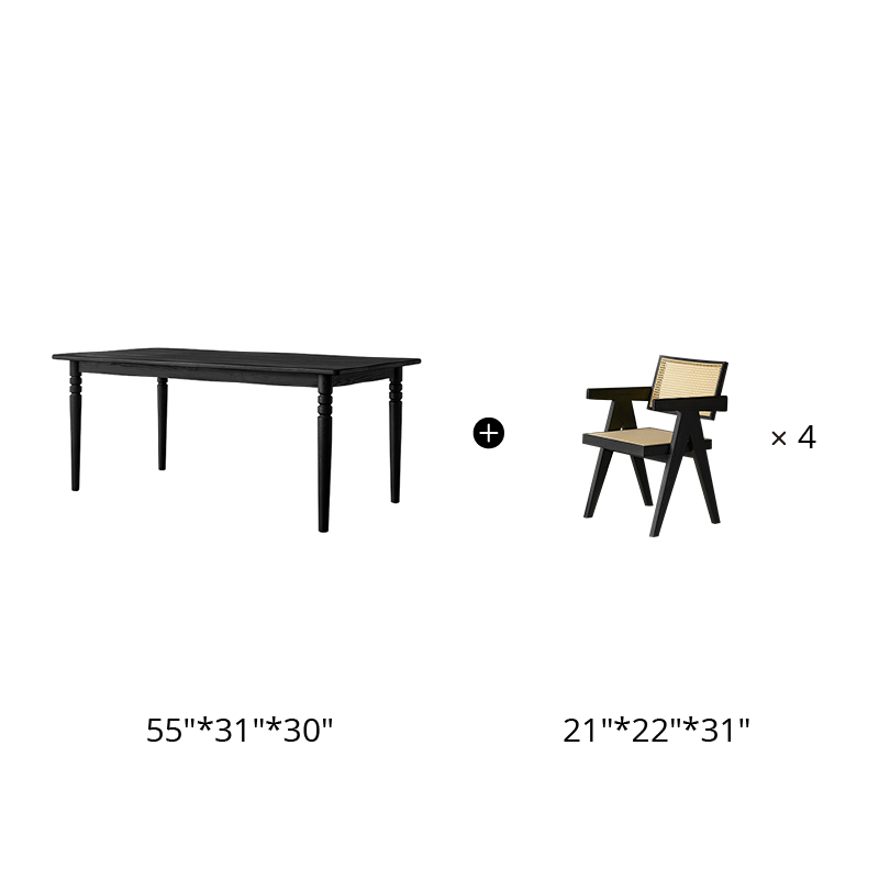 Éloise Solid Wood Black Dining Table