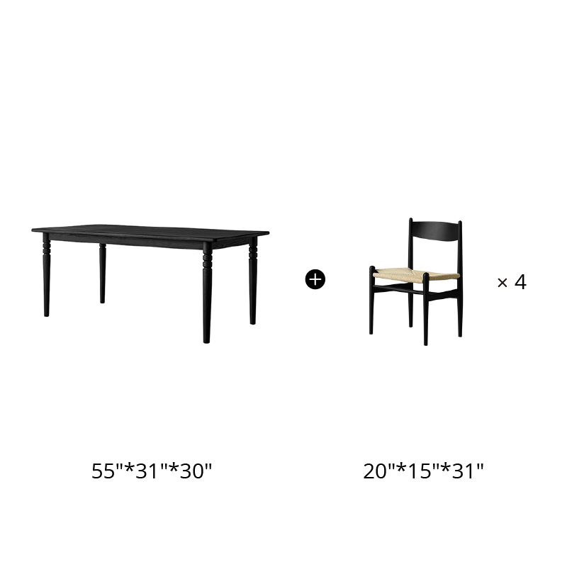 Éloise Solid Wood Black Dining Table