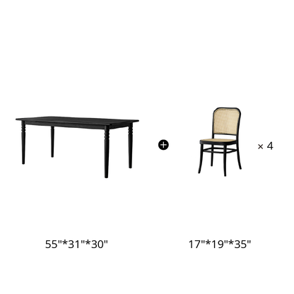Éloise Solid Wood Black Dining Table
