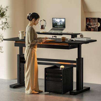 Elevare Solid Wood Black Sit-Stand Desk