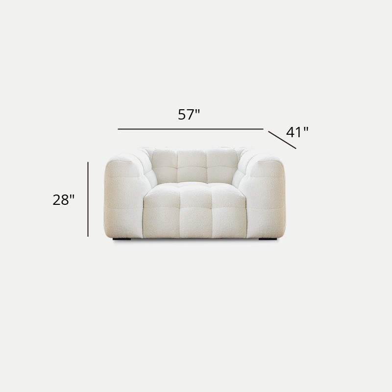 Mobilious-Melloro Cream Bouclé Plush Sofa