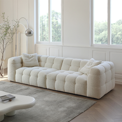 Mobilious-Melloro Cream Bouclé Plush Sofa