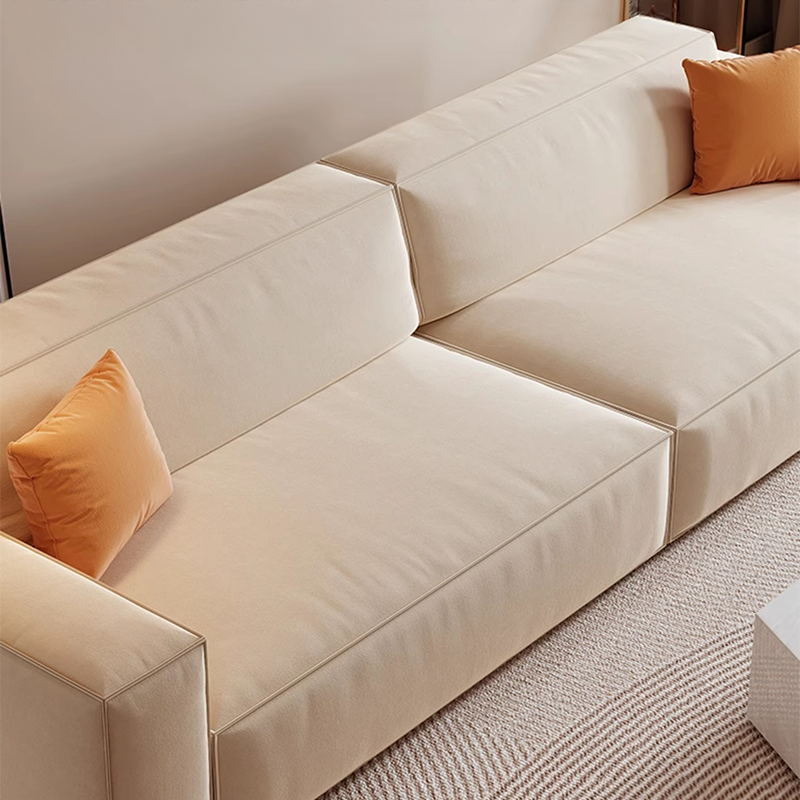 Mobilious-Calda Cream Fabric Straight Sofa