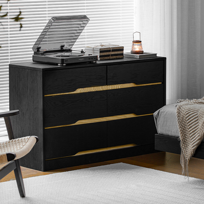 Euno Solid Wood Black Storage Dresser