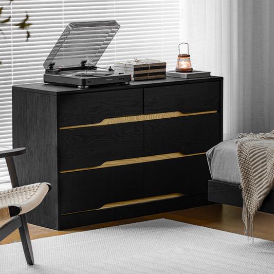 Euno Solid Wood Black Storage Dresser
