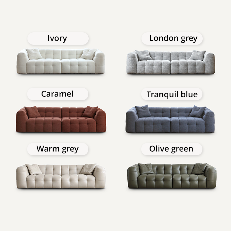 Mobilious-Melloro Cream Bouclé Plush Sofa