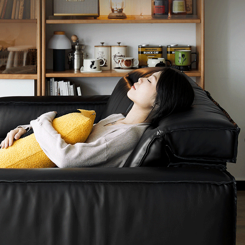 Mobilious - Treccia Top Grain Leather Straight Sofa