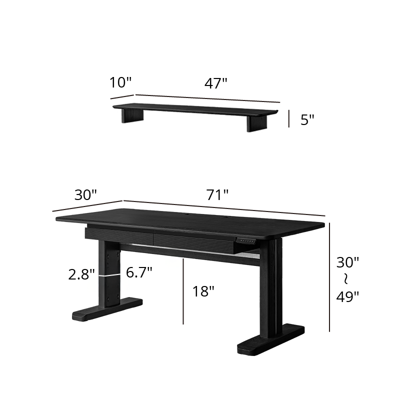 Elevare Solid Wood Black Sit-Stand Desk