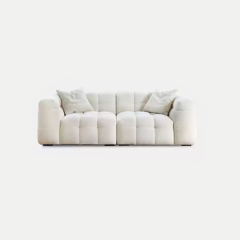 Mobilious-Melloro Cream Bouclé Plush Sofa