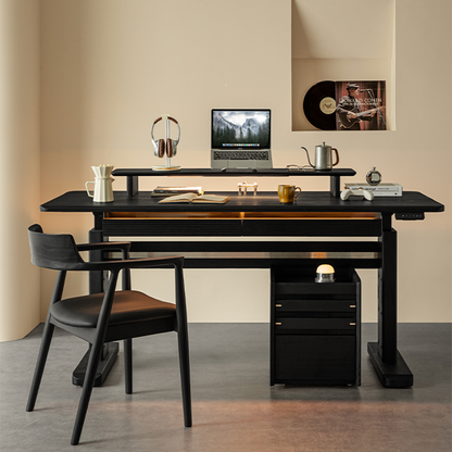 Elevare Solid Wood Black Sit-Stand Desk