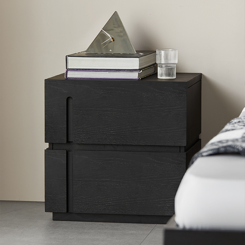 Ordo Solid Wood Black Nightstand