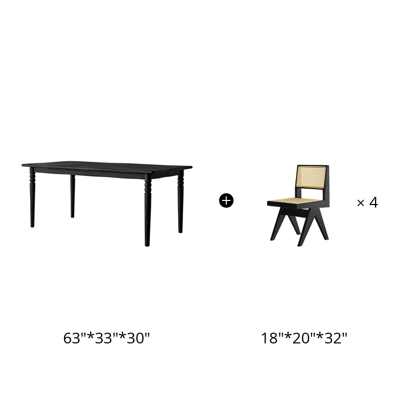 Éloise Solid Wood Black Dining Table