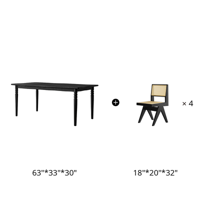Éloise Solid Wood Black Dining Table