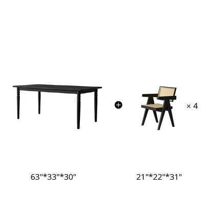 Éloise Solid Wood Black Dining Table