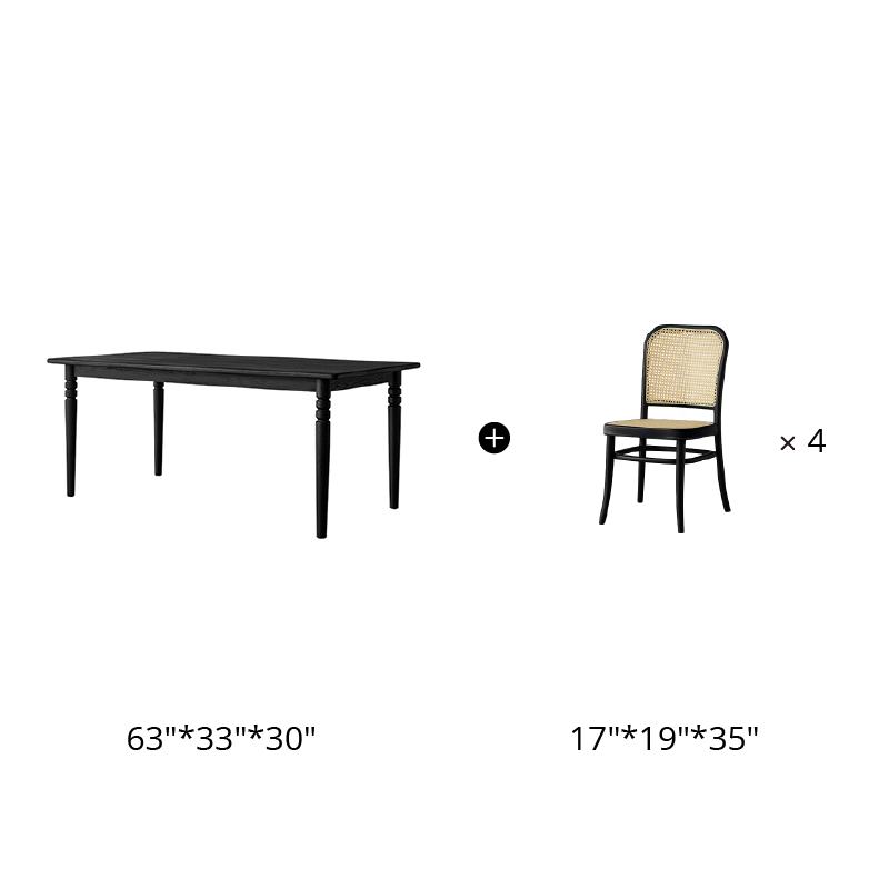 Éloise Solid Wood Black Dining Table