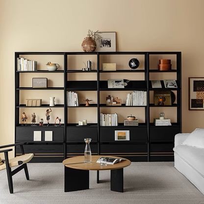 Toki Solid Wood Black Bookcase