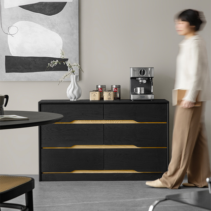 Euno Solid Wood Black Storage Dresser
