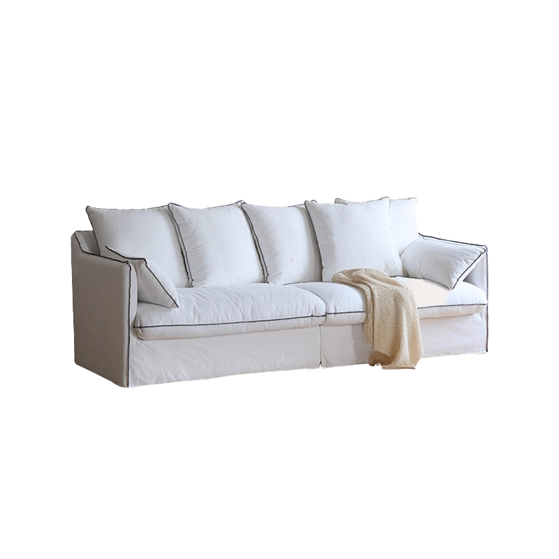 Mobilious-Bluoro Slipcovered White Skirted Sofa