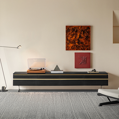 Zentro Solid Wood Black Modern TV Stand