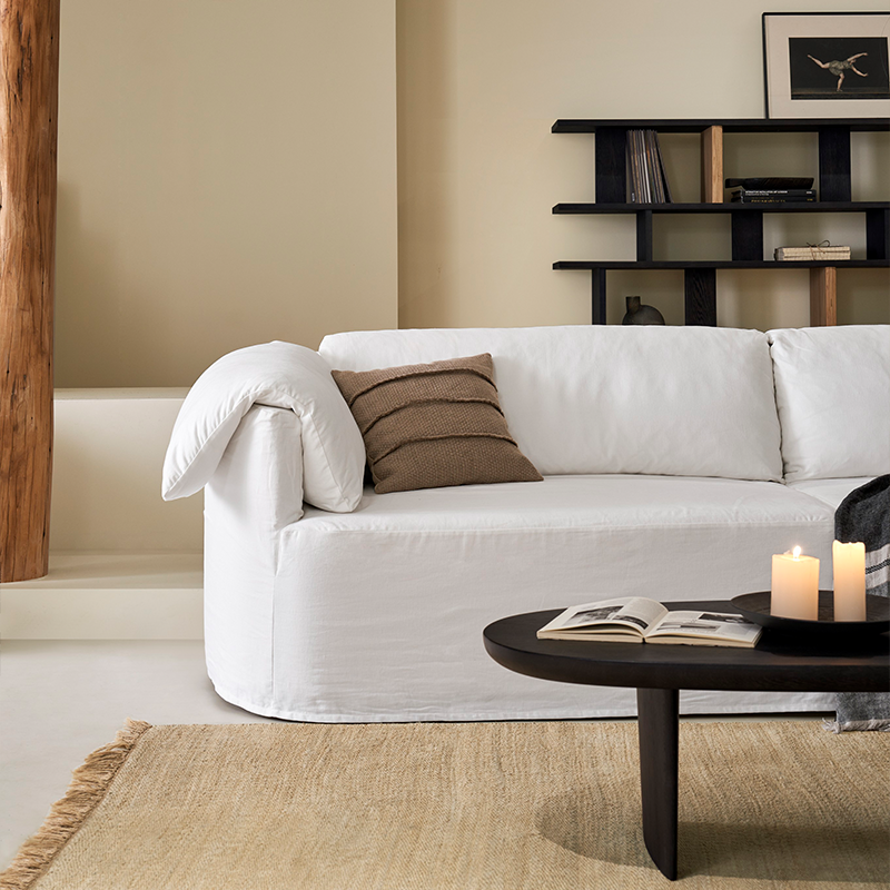 Murelle Linen Fabric Washable White Sofa