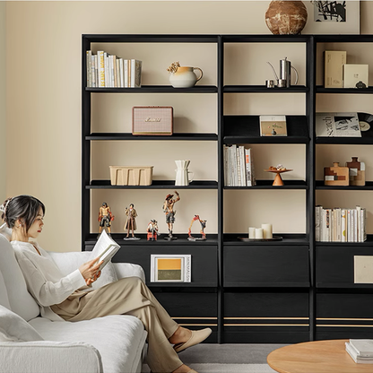 Toki Solid Wood Black Bookcase