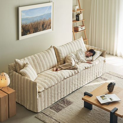 Caldia Beige Bouclé Fabric Deep Seat Sofa