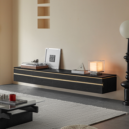 Zentro Solid Wood Black Modern TV Stand