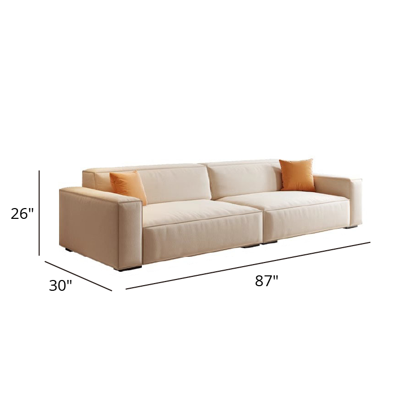 Mobilious-Calda Cream Fabric Straight Sofa