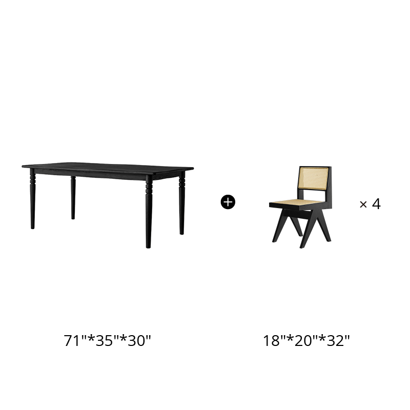 Éloise Solid Wood Black Dining Table