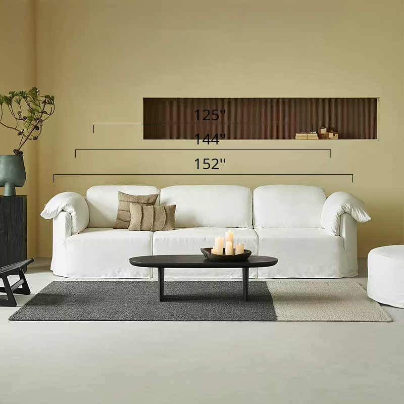 Murelle Linen Fabric Washable White Sofa