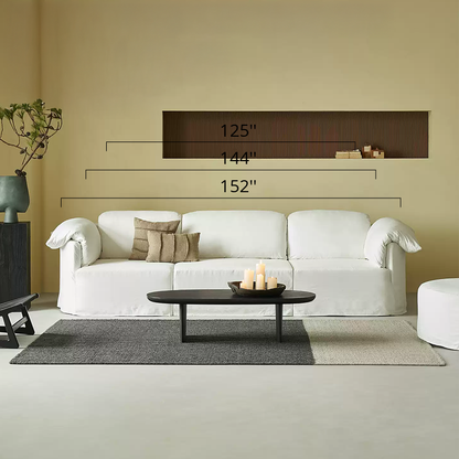 Murelle Linen Fabric Washable White Sofa