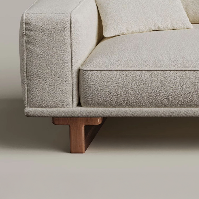 Mobilious-SABIÉRA White Bouclé Fabric Washable Sofa