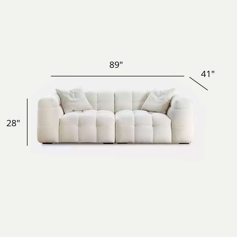 Mobilious-Melloro Cream Bouclé Plush Sofa