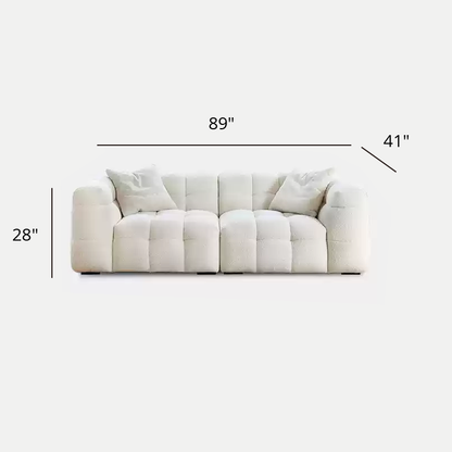 Mobilious-Melloro Cream Bouclé Plush Sofa