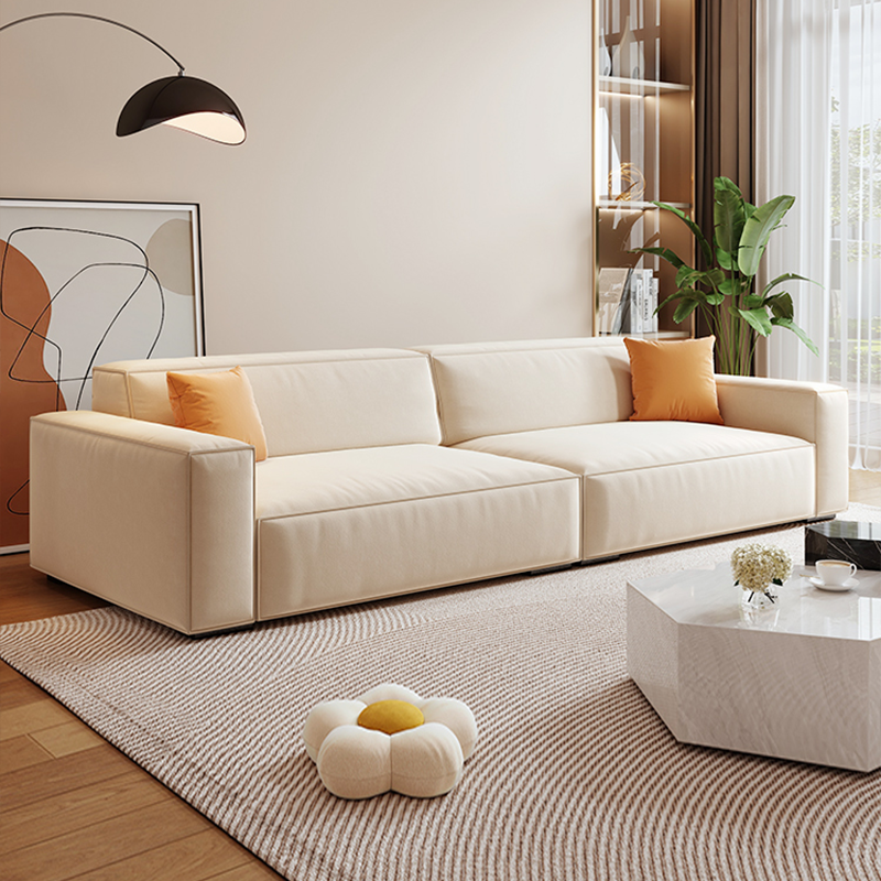Mobilious-Calda Cream Fabric Straight Sofa
