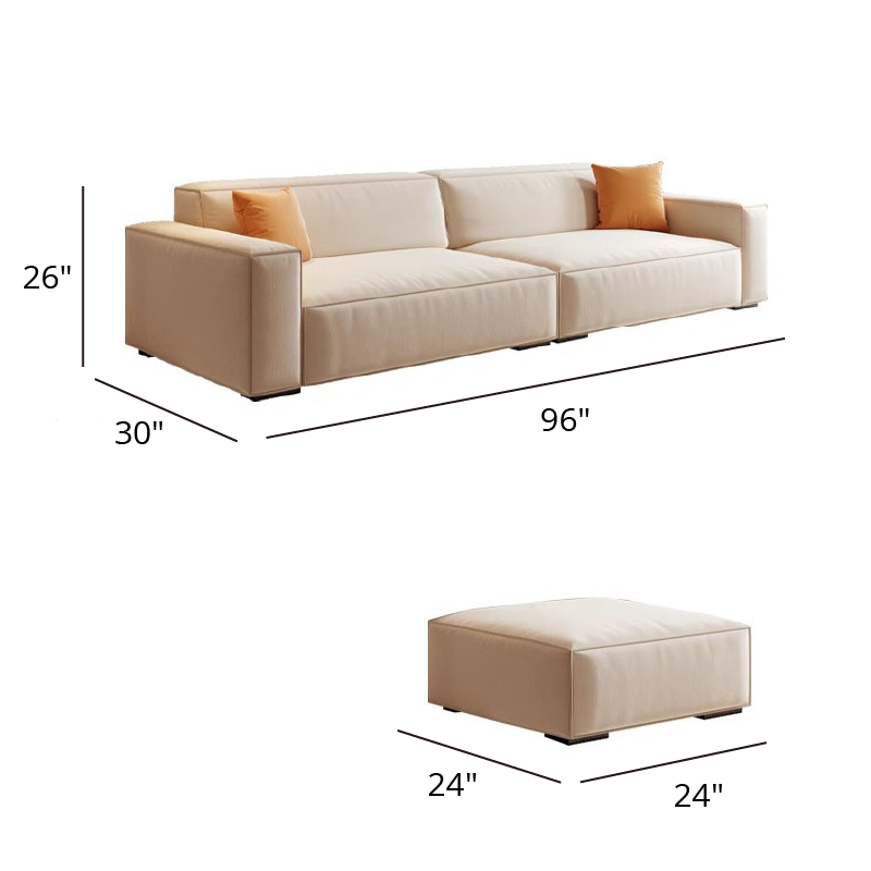 Mobilious-Calda Cream Fabric Straight Sofa
