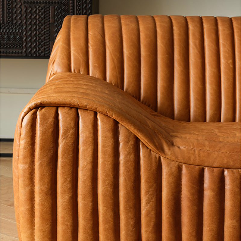 Onda Top Grain Leather Straight Caramel Sofa